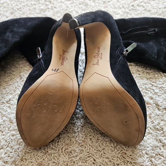 Sam Edelman Kayla Tall Over the Knee Lace Black Suede Heel Boots - Picture 5 of 7